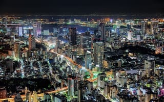 Картинка Токио, ночные города, Япония