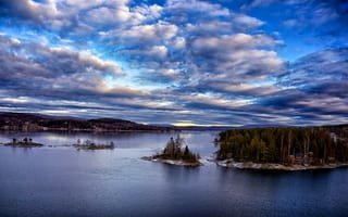 Картинка Высокий берег, небо, море, пейзаж, облака, Крамфорс, Ботнический залив, Графство Вестерноррланд, природа, Швеция, острова