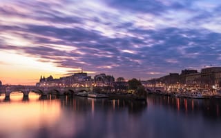 Картинка Париж, восход солнца, Иль-де-ла-Сите