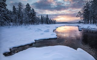 Картинка Finland, зима, Финляндия, снег, деревья, закат, Lapland, Лапландия, пейзаж