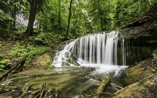 Картинка Weavers Creek Falls, река, пейзаж, Онтарио, Канада, Harrison Park, Оуэн-Саунд, деревья, водопад