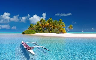 Картинка полинезия, таити, сон, остров, южное море, лодка, рай, красивый пляж, французская полинезия