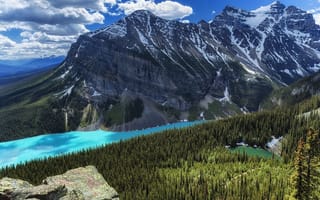 Картинка Озеро Луиз, Канада, озеро, пейзаж, Lake Louise, горы, Fairview Mountain, деревья, Alberta, скалы