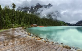 Картинка Озеро Луиз, горы, Alberta, Канада, скалы, пейзаж, деревья, Fairview Mountain, Lake Louise, озеро