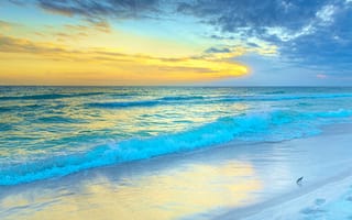 Картинка Seaside, закат, Florida, волны, пейзаж, море берег, пляж, небо