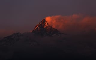 Картинка горы, Непал, закат, пейзаж, ветер, снег, метель