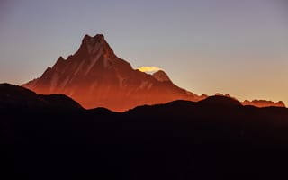 Картинка горы, пейзаж, Непал, закат, вечерний день