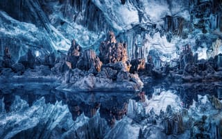 Картинка пещеры, отражение, синее, природа, вода