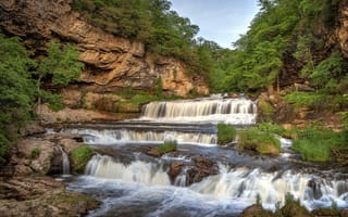 Картинка Уиллоу, скалы, водопад, деревья, штата Висконсин, пейзаж, водопады, река, государственный парк, Хадсон