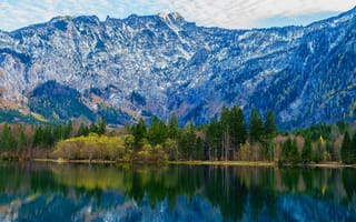 Картинка Зальцкаммергут, Австрия, деревья, пейзаж, горы, лес, осень, природа, озеро