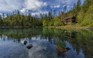 Картинка Зальцкаммергут, природа, лес, дом, озеро, пейзаж, деревья, Австрия
