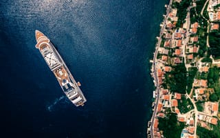 Картинка с высоты птичьего полета, море, лодка, montenegro, kotor, вода