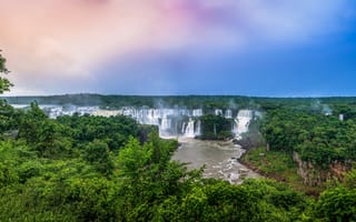 Картинка Бразилия, панорама, водопад, деревья, пейзаж, штат Рио-Гранде-ду-Сул, скала, Бразильские водопады