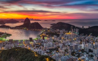 Картинка RIo de Janeiro, город, сумерки, Рио-де-Жанейро, ночные города, Бразилия
