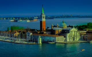 Картинка Isola di San Giorgio Maggiore, Венецианская провинция, панорама, Венеция, Италия, Остров Сан-Джорджо-Маджоре