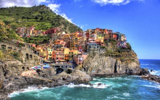 Картинка HDR, побережье, Italy, Италия, Cinque Terre, coastline, город
