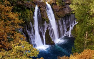 Картинка Восточная Сьерра-Невада, Берни, осень, водопад, деревья, водоём, пейзаж