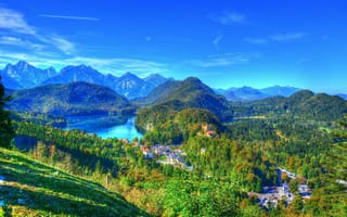Картинка Германия, замок Хоэншвангау, Горы, озеро, Южная Бавария, пейзаж