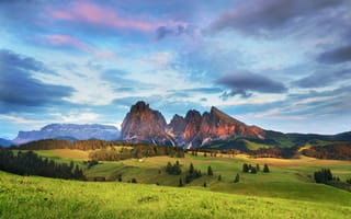 Картинка горы, Альпы, Италия, закат, долина