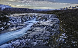 Картинка Reykjavik, небо, море, Рейкьявик, волны, водопад, пейзаж, Исландия