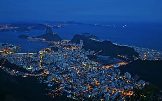 Обои Рио де Жанейро, Brazil, ночь, городской пейзаж, Rio de Janeiro, Бразилия