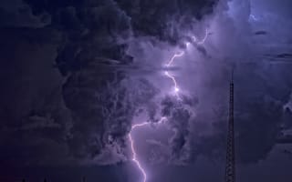 Картинка Муссонный шторм, туча, Аризона, иллюминация, буря, непогода, пейзаж, Сьерра-Виста, красивое небо, гроза, молния