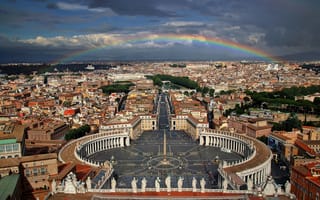 Картинка Рим, город, дома, Италия, небо, радуга