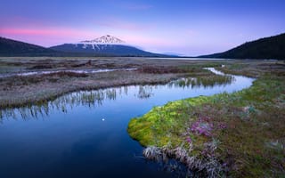 Картинка Каскадные озера вблизи Бенда, горы, пейзаж, Орегон закат, озеро