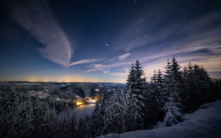 Картинка Stars Above, Germany, Baden-Wurttemberg, Schwarzwald, Mummelsee, winter
