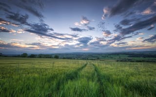Картинка Баллиндрайт, небо, Лиффорд, облака, графство Донегал, поле, закат, пейзаж, Ирландия, природа