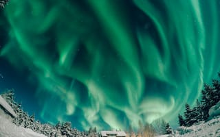 Картинка Lapland, Finland, auroras borealis, winter lights