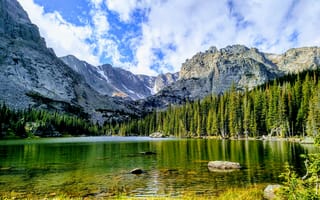 Картинка Лох - Эстес Парк, Колорадо, горы деревья, озеро, США, пейзаж, природа
