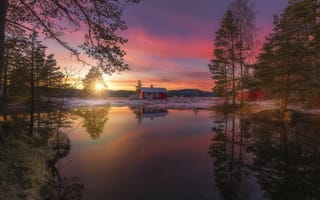 Обои Norway, озеро, зима