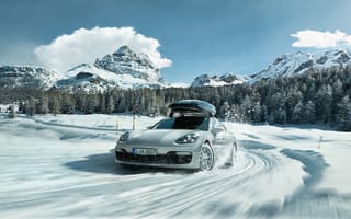 Картинка Porsche, снег, трасса
