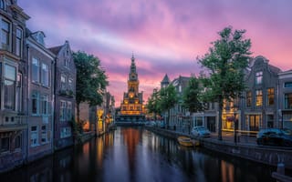 Картинка Алкмар, закат, Нидерланды