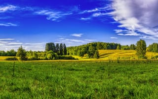 Картинка панорама, природа, лето, поле, облака, пейзаж, сельское хозяйство, бавария, трава, outlook, видение, небо