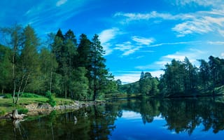 Картинка South Lakeland District, небо, деревья, пейзаж, United Kingdom, озеро, природа