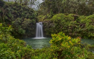 Картинка Национальный парк Халеакала, пейзаж, природа, деревья, Maui, Pua a Ka a State Wayside Park, водоём, водопад