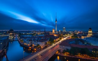 Картинка Berlin, Berlin sunset, ночные города, Germany
