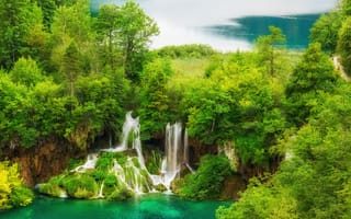 Картинка Плитвицкие озера, водоём, Croatia, Национальный парк Плитвицкие озера, Plitvice Lakes national park, природа, пейзаж, Хорватия, водопад