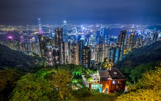Картинка Hong Kong, город, Китай, Гонконг, ночные города, ночь