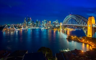 Картинка Sydney city, ночные города, New south wales, Australia