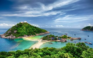 Картинка Пханган, Таиланд, пейзаж, море, Нанг Юань и остров Тао, небо, NangYuan and Tao island, Бангкок