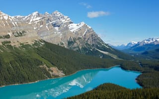 Картинка Peyto Lake, облака, Alberta, деревья, Banff National Park, природа, Canada, горы, лес, пейзаж, небо