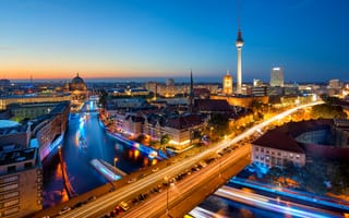Картинка Berlin, ночные города, Берлин, ночь, Германия, сумерки