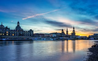 Картинка Dresden, Германия, Дрезден, город, закат