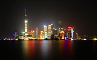 Картинка огни, ночь, Шанхай