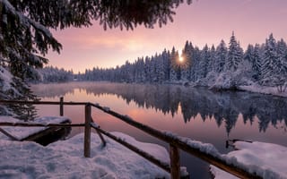 Картинка Зимний восход солнца в Швейцарии
