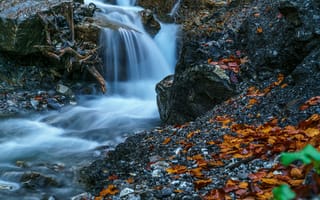 Картинка водопад, осень, ручей