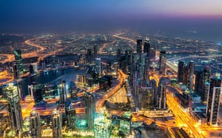 Картинка огни, ночь, Объединенные Арабские Эмираты